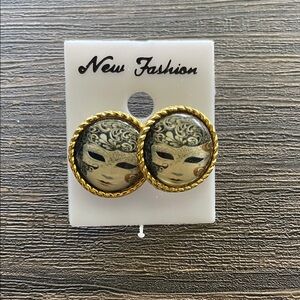 Gold and Black Alien Masquerade Earrings